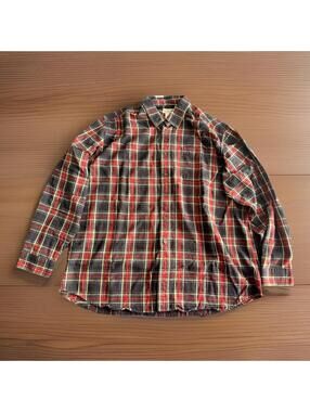 Vintage LL Bean Cotton Flannel Shirt Button Up Plaid Red Black Mens Xl